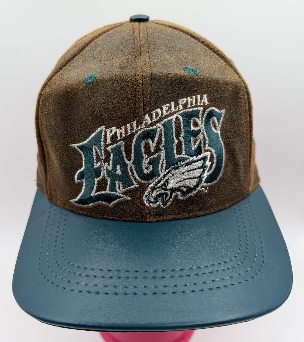 Vtg Philadelphia Eagles Leather SnapBack Hat 90’s Modern NFL USA